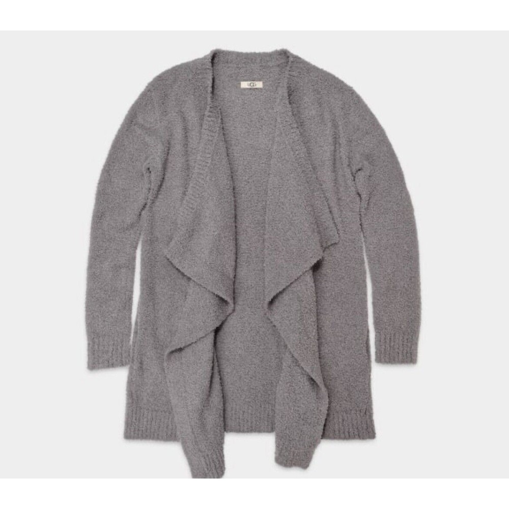 UGG Women Sweater Size M Grey Cardigan Long Sleeve Wrap. B